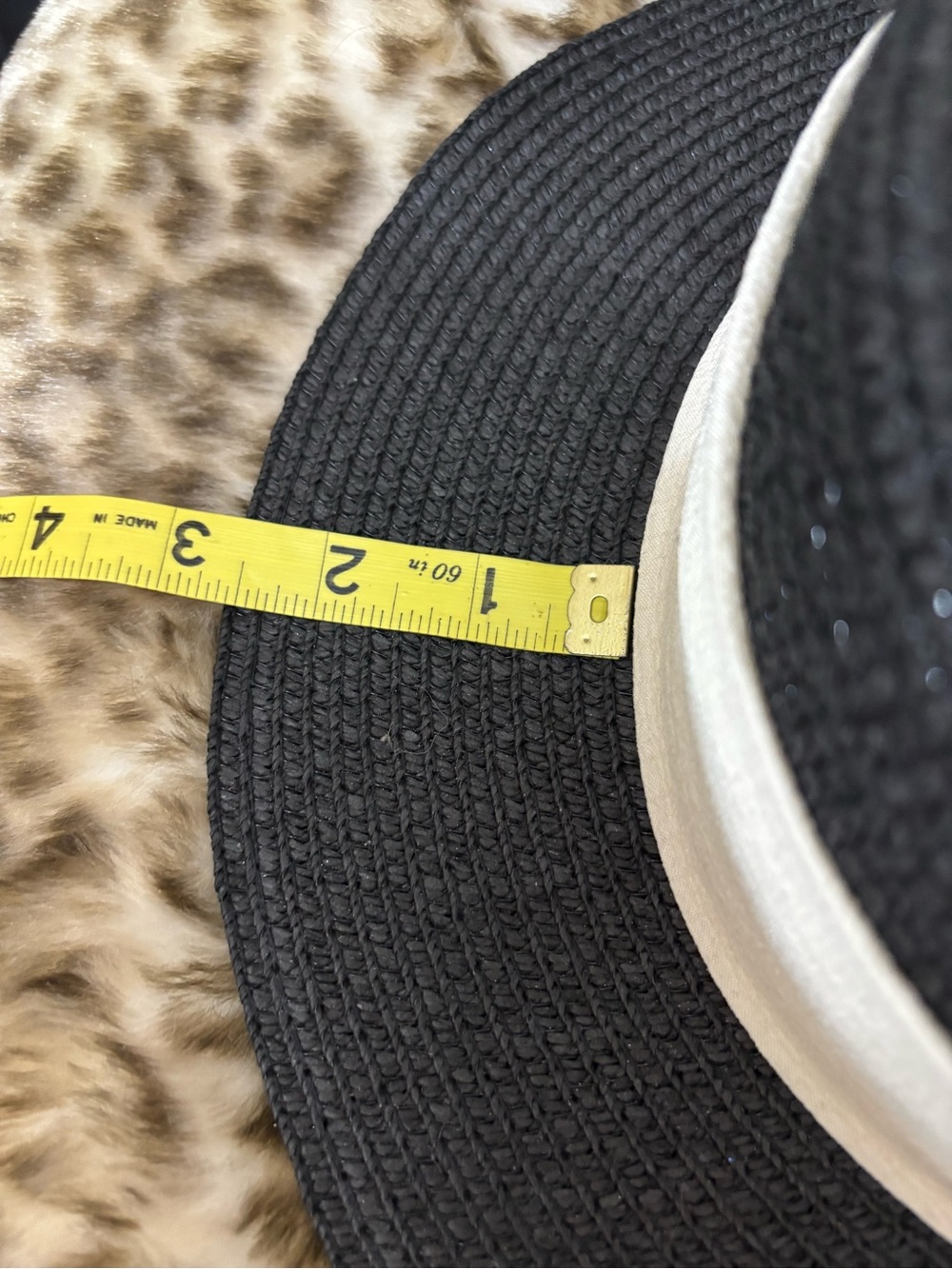 Women’s black raffia straw hat with a cream ribbon,embellished bow detail. NWOT - Picture 7 of 10